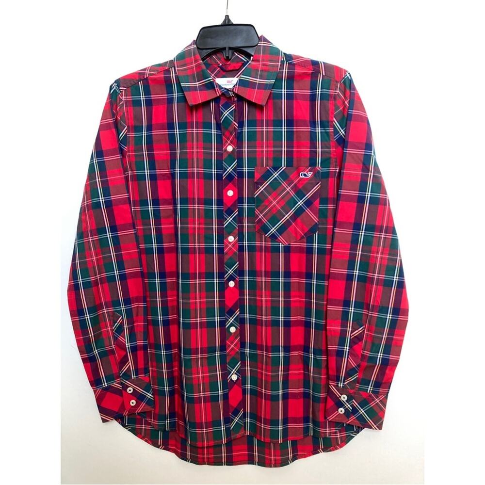 NWT Vineyard Vines Merry Plaid Plaid Button Down Women's Size 4 - Picture 1 of 9